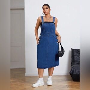 Slant Pocket Denim Overall Dress